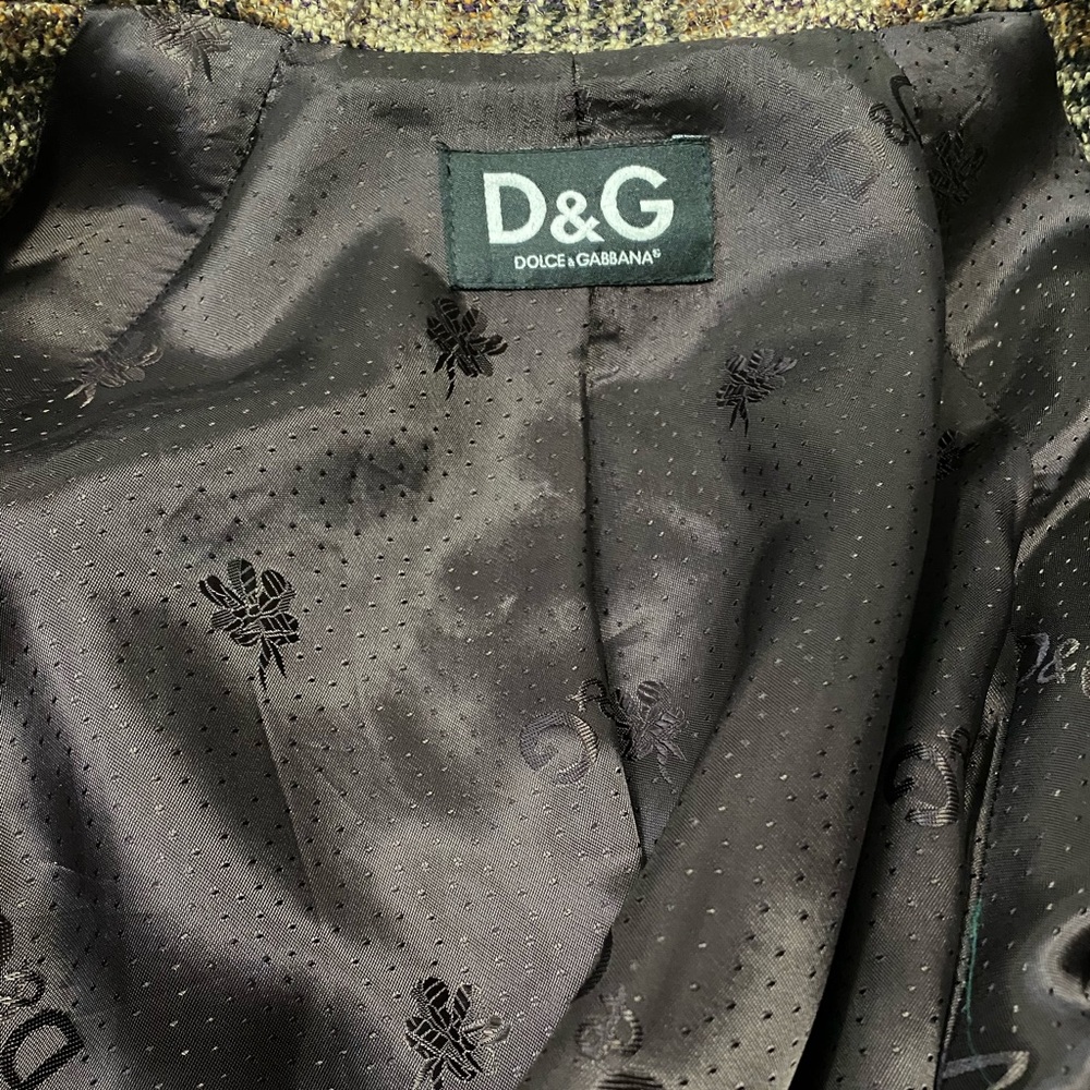 Dolce & Gabbana Brown Tweed Metallic Trench with Leather Detailing - Picture 10 of 14